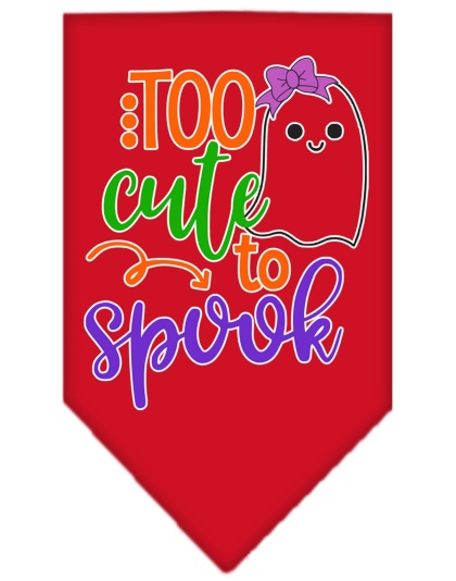Too Cute to Spook-Girly Ghost Screen Print Bandana Red Large
