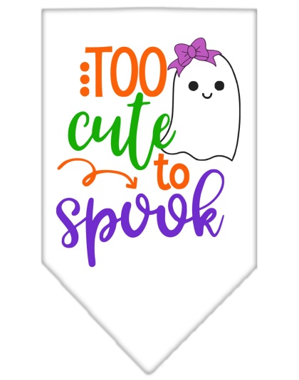 Too Cute to Spook-Girly Ghost Screen Print Bandana White Large