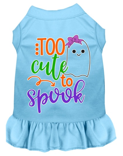 Too Cute to Spook-Girly Ghost Screen Print Dog Dress Baby Blue 4X