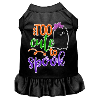 Too Cute to Spook-Girly Ghost Screen Print Dog Dress Black 4X
