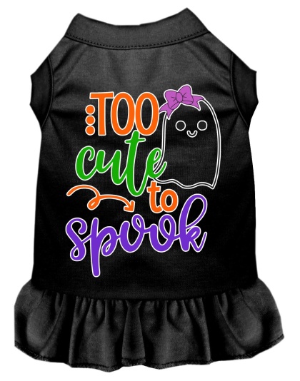 Too Cute to Spook-Girly Ghost Screen Print Dog Dress Black 4X