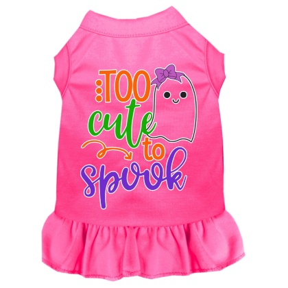 Too Cute to Spook-Girly Ghost Screen Print Dog Dress Bright Pink 4X