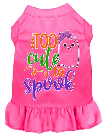 Too Cute to Spook-Girly Ghost Screen Print Dog Dress Bright Pink 4X