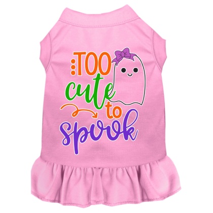 Too Cute to Spook-Girly Ghost Screen Print Dog Dress Light Pink 4X
