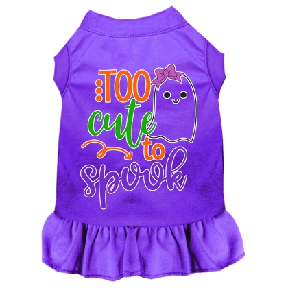Too Cute to Spook-Girly Ghost Screen Print Dog Dress Purple 4X