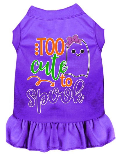 Too Cute to Spook-Girly Ghost Screen Print Dog Dress Purple 4X