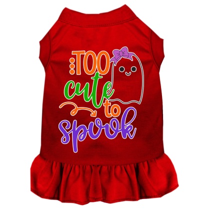 Too Cute to Spook-Girly Ghost Screen Print Dog Dress Red 4X