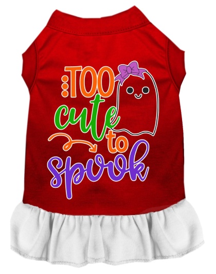 Too Cute to Spook-Girly Ghost Screen Print Dog Dress Red with White Lg