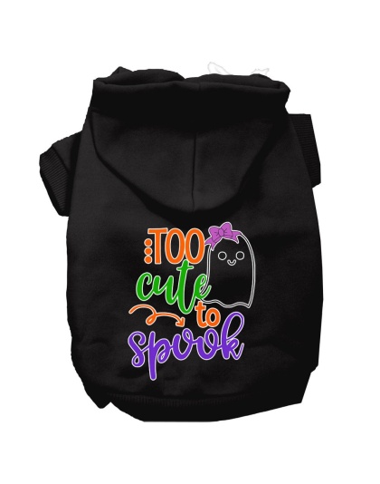 Too Cute to Spook-Girly Ghost Screen Print Dog Hoodie Black L