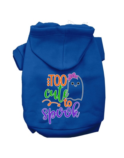 Too Cute to Spook-Girly Ghost Screen Print Dog Hoodie Blue L