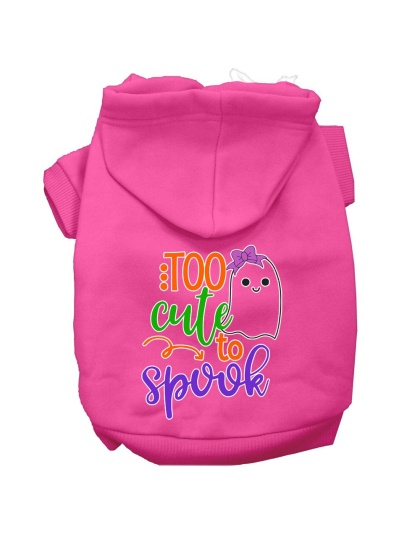 Too Cute to Spook-Girly Ghost Screen Print Dog Hoodie Bright Pink L