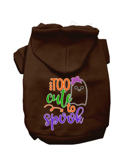 Too Cute to Spook-Girly Ghost Screen Print Dog Hoodie Brown L