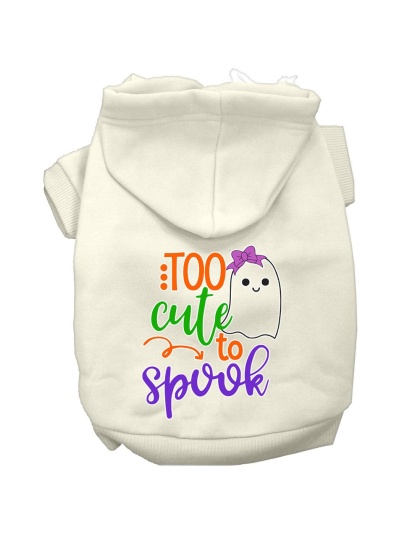 Too Cute to Spook-Girly Ghost Screen Print Dog Hoodie Cream L