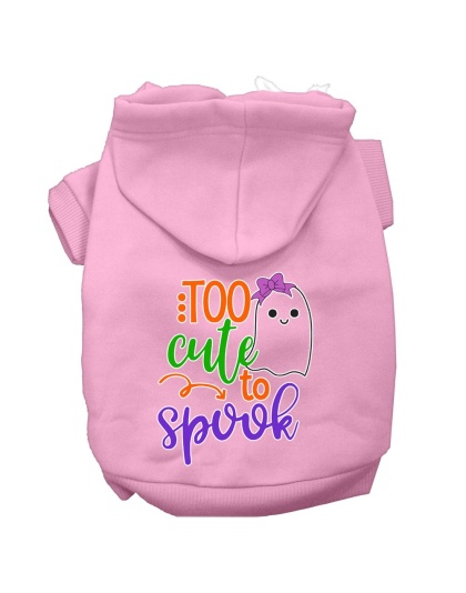 Too Cute to Spook-Girly Ghost Screen Print Dog Hoodie Light Pink L