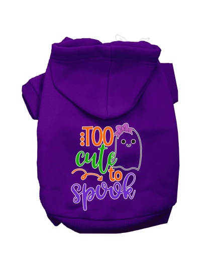 Too Cute to Spook-Girly Ghost Screen Print Dog Hoodie Purple L