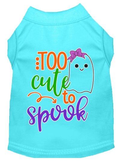 Too Cute to Spook-Girly Ghost Screen Print Dog Shirt Aqua Lg