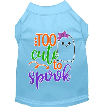 Too Cute to Spook-Girly Ghost Screen Print Dog Shirt Baby Blue Lg