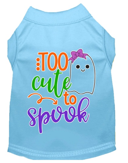 Too Cute to Spook-Girly Ghost Screen Print Dog Shirt Baby Blue Lg