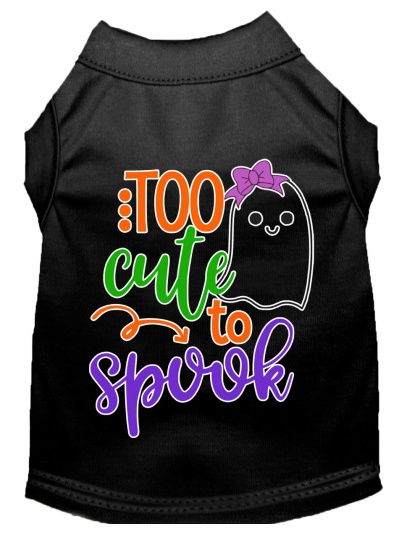 Too Cute to Spook-Girly Ghost Screen Print Dog Shirt Black Lg