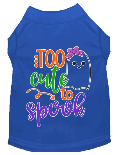 Too Cute to Spook-Girly Ghost Screen Print Dog Shirt Blue Lg