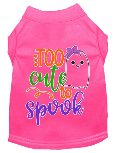 Too Cute to Spook-Girly Ghost Screen Print Dog Shirt Bright Pink Lg