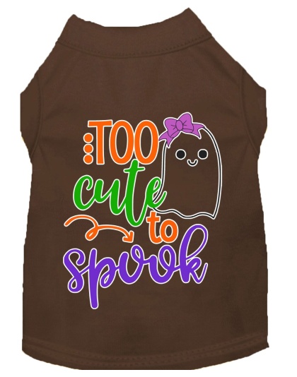 Too Cute to Spook-Girly Ghost Screen Print Dog Shirt Brown Lg