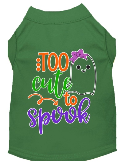 Too Cute to Spook-Girly Ghost Screen Print Dog Shirt Green Lg