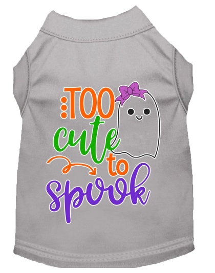 Too Cute to Spook-Girly Ghost Screen Print Dog Shirt Grey Lg
