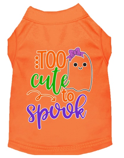 Too Cute to Spook-Girly Ghost Screen Print Dog Shirt Orange Lg