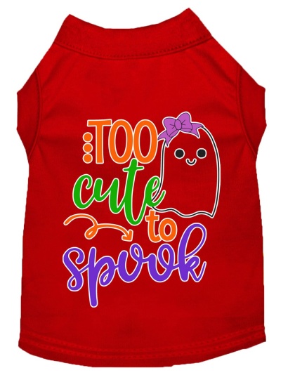 Too Cute to Spook-Girly Ghost Screen Print Dog Shirt Red Lg