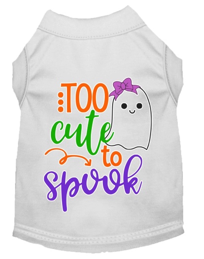 Too Cute to Spook-Girly Ghost Screen Print Dog Shirt White Lg