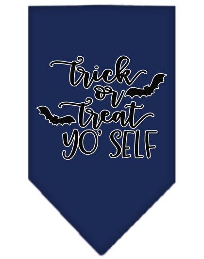Trick or Treat Yo' Self Screen Print Bandana Navy Blue large