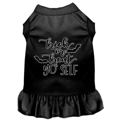 Trick or Treat Yo' Self Screen Print Dog Dress Black Med