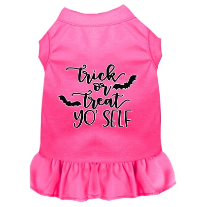 Trick or Treat Yo' Self Screen Print Dog Dress Bright Pink 4X