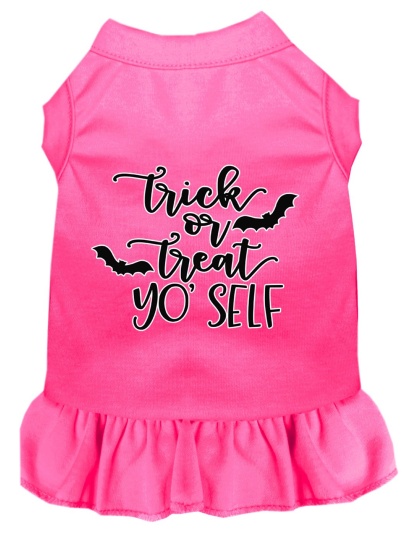 Trick or Treat Yo' Self Screen Print Dog Dress Bright Pink 4X