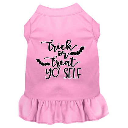 Trick or Treat Yo' Self Screen Print Dog Dress Light Pink 4X