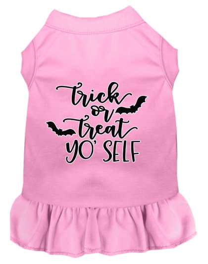 Trick or Treat Yo' Self Screen Print Dog Dress Light Pink 4X
