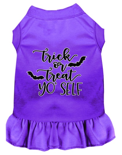 Trick or Treat Yo' Self Screen Print Dog Dress Purple 4X