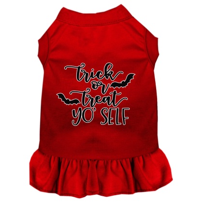 Trick or Treat Yo' Self Screen Print Dog Dress Red 4X