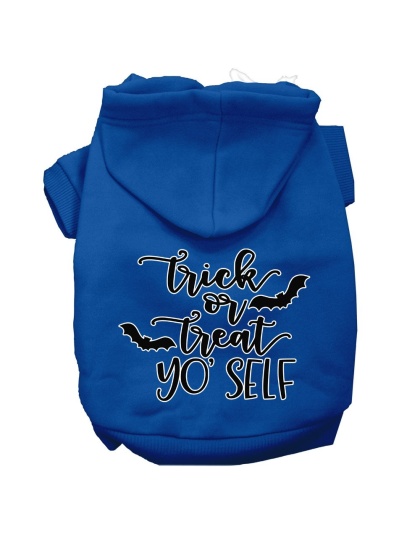 Trick or Treat Yo' Self Screen Print Dog Hoodie Blue L