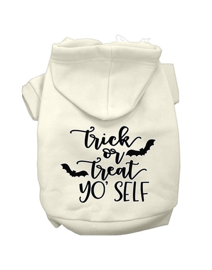 Trick or Treat Yo' Self Screen Print Dog Hoodie Cream L