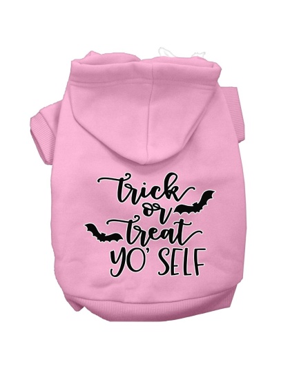 Trick or Treat Yo' Self Screen Print Dog Hoodie Light Pink L