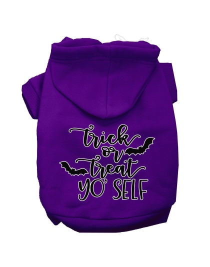 Trick or Treat Yo' Self Screen Print Dog Hoodie Purple L