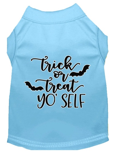 Trick or Treat Yo' Self Screen Print Dog Shirt Baby Blue Lg