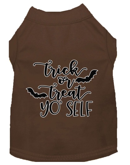 Trick or Treat Yo' Self Screen Print Dog Shirt Brown Lg