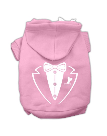 Tuxedo Screen Print Pet Hoodies Light Pink Size Lg