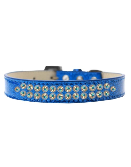 Two Row AB Crystal Size 12 Blue Ice Cream Dog Collar