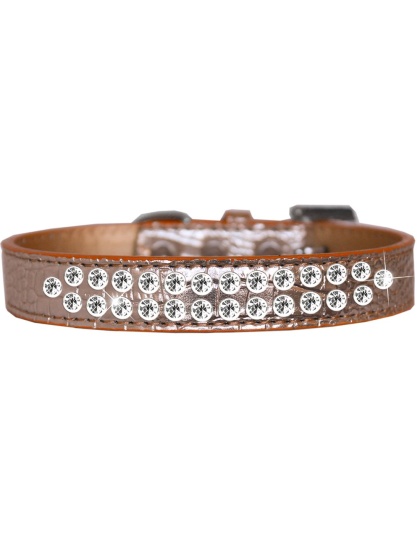 Two Row Clear Jewel Croc Dog Collar Copper Size 12