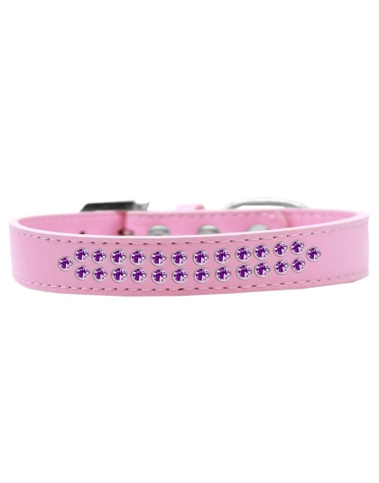 Two Row Purple Crystal Size 12 Light Pink Dog Collar