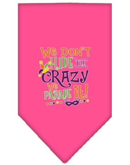 We Don't Hide the Crazy Screen Print Mardi Gras Bandana Bright Pink Large